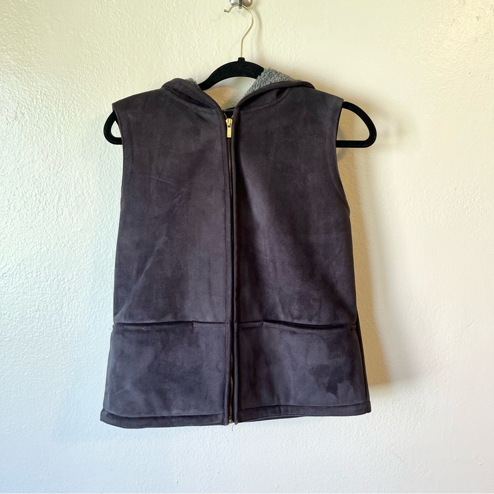 LRL Lauren Ralph Lauren Faux Suede‎ Faux Sherpa Lined Hooded Vest Women’s size S